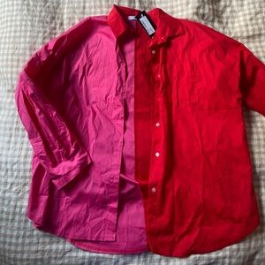Nasty Gal Color Block Oversized Poplin Button Down